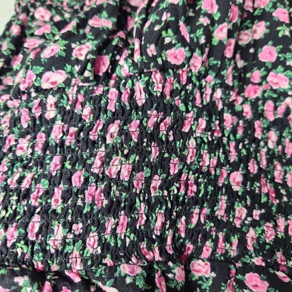 Lottie Moss Floral Ruffle Hem Adjustable Strap Smocked Tank Top Cropped Large - Picture 5 of 13